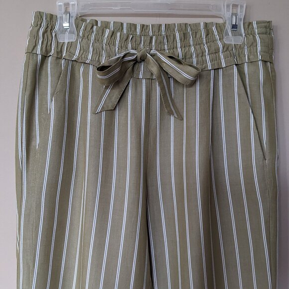 Zara Striped Paper Bag Cropped Pants - Picture 2 of 11